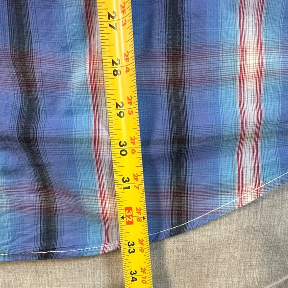 Rafter C Blue and Red Plaid Button Down Western Shirt - Picture 8 of 12